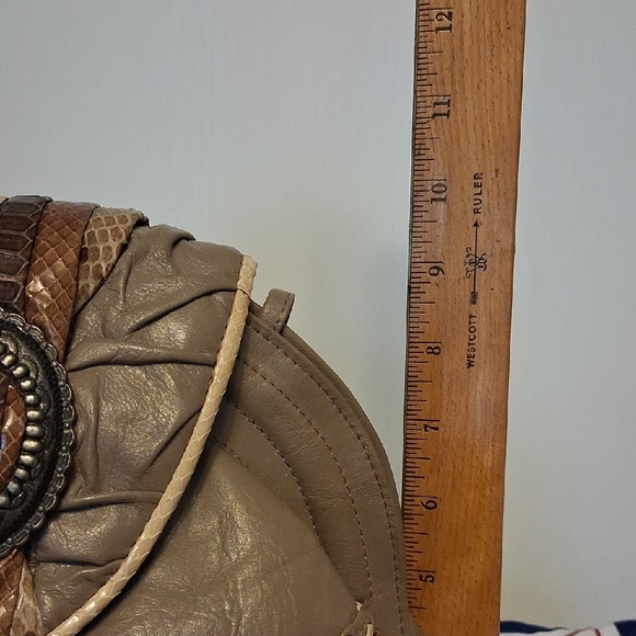 Rappi 80s Leather & Snakeskin Convertible Bag 🤎🐍 Tan/Brown Vintage Clutch - Picture 13 of 16